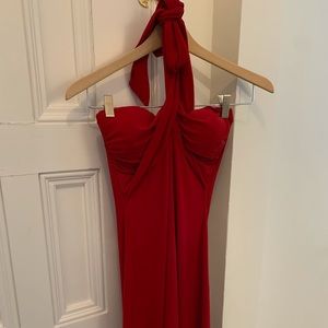Red halter dress